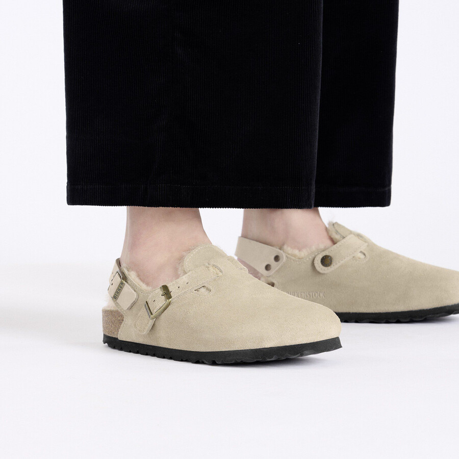 tokio shearling suede leather