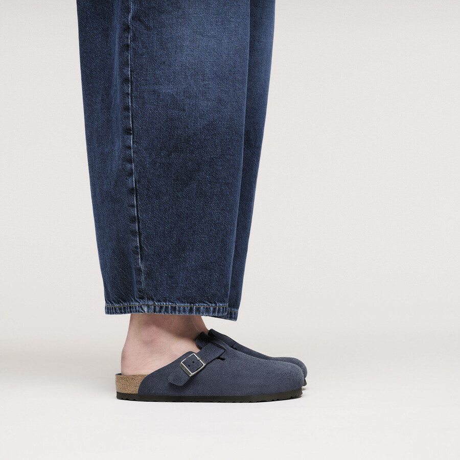 boston soft footbed suede leather new navy tonal