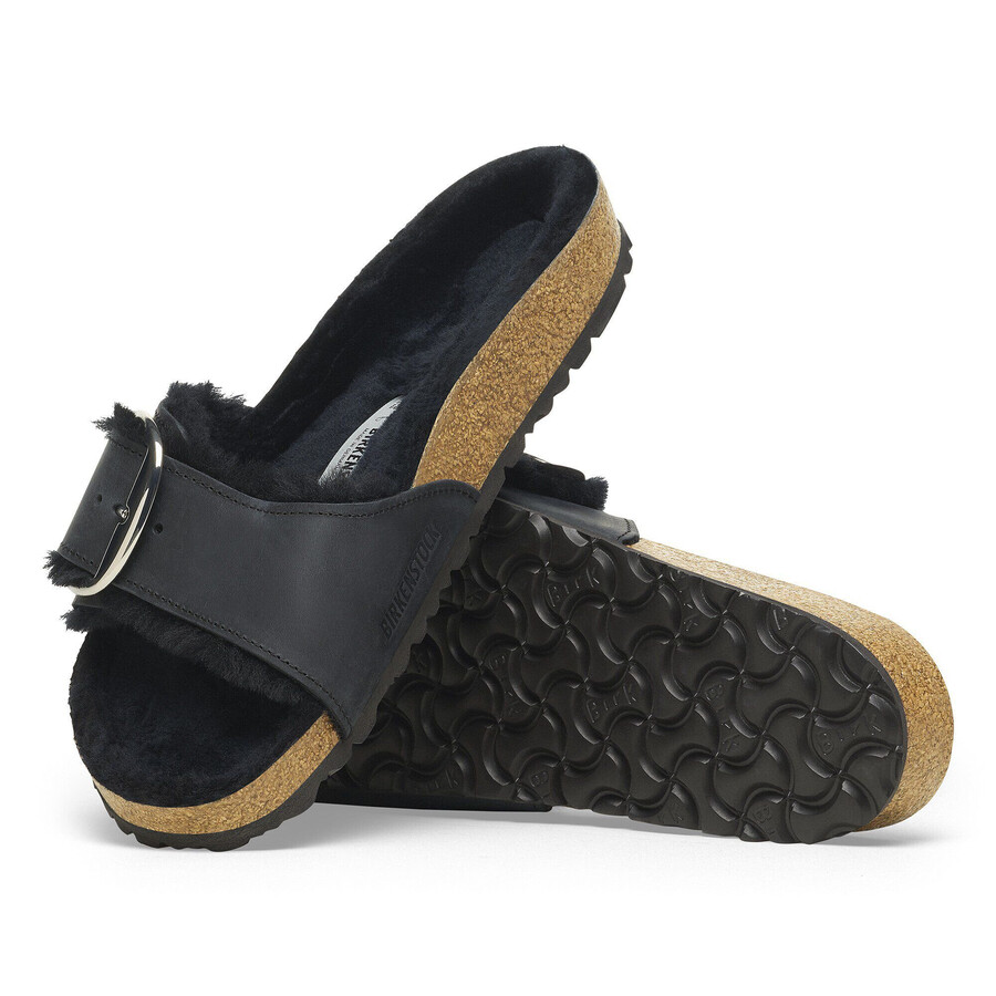 madrid big buckle shearling natural leather oiled